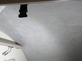 Ansicht einer Decke mit Leuchte und Clip.